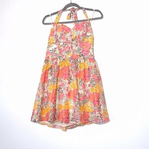 GUESS Dress Mini Halter Bustier Sundress Floral Animal Print  Women's Size  10